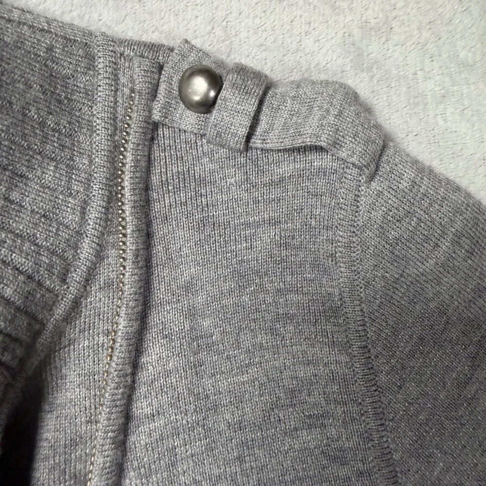 Banana Republic Gray 100% Wool‎ Moto Full Zip Cardigan Sweater 719585-01 XS
